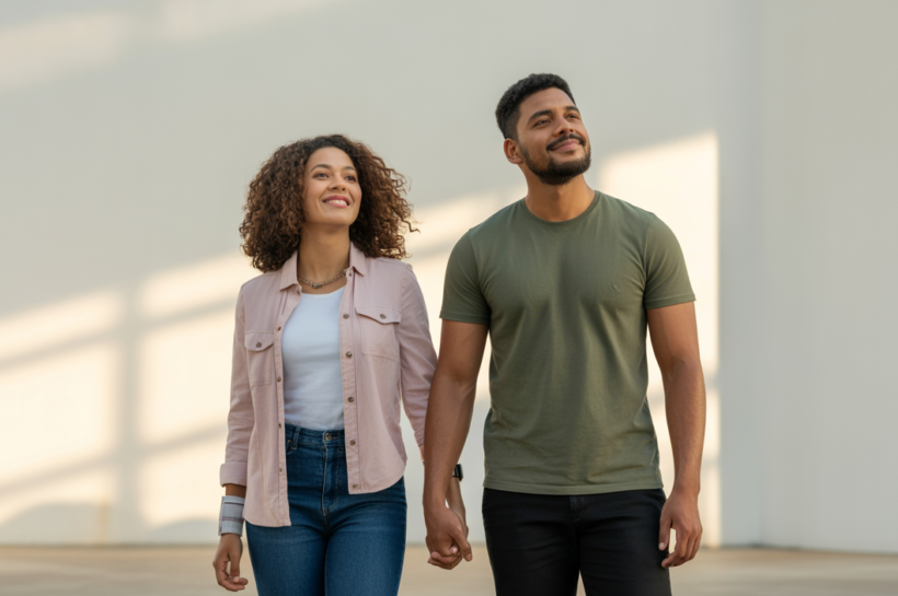 Couple holding hands, symbolizing hope and support on their fertility journey