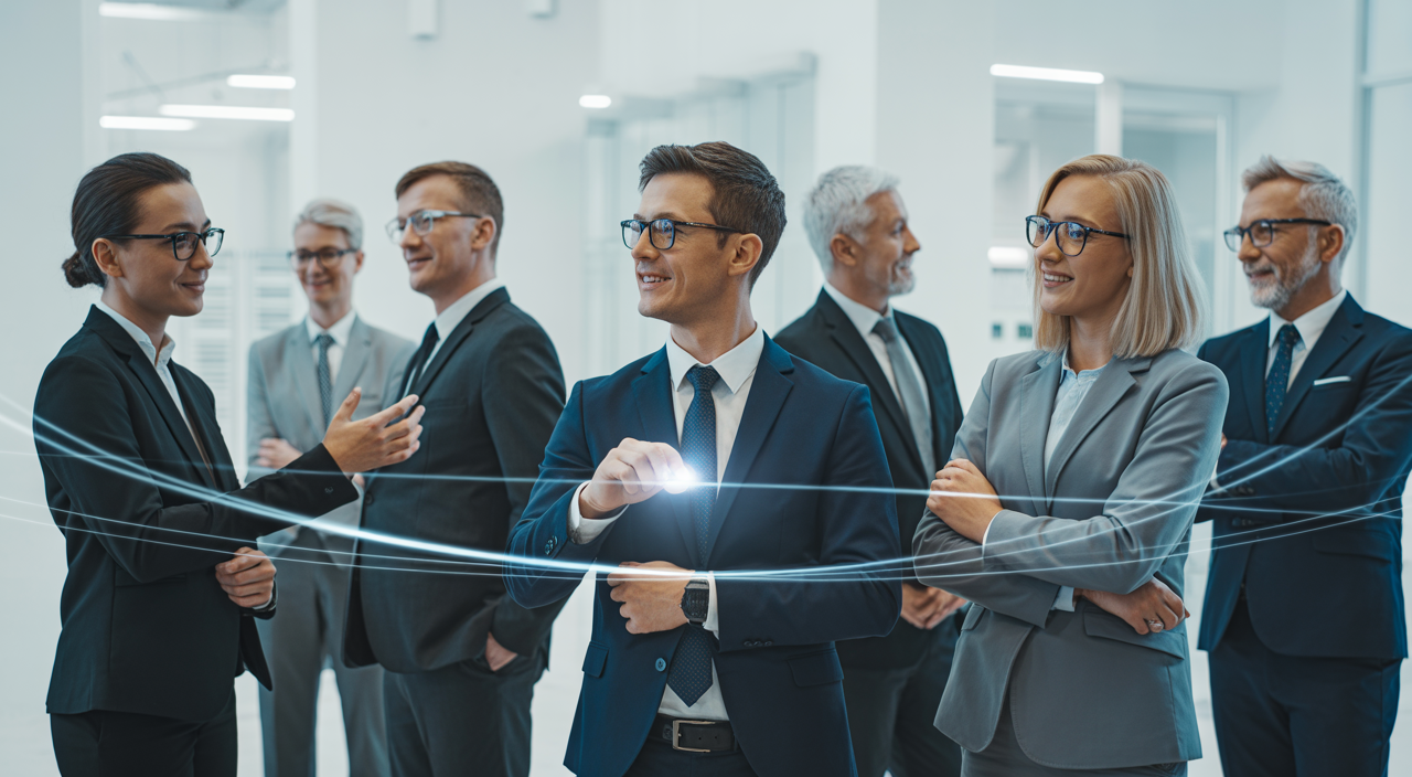 Professional business team collaborating in a modern office, representing cybersecurity protection and strategic data security for Canadian businesses.